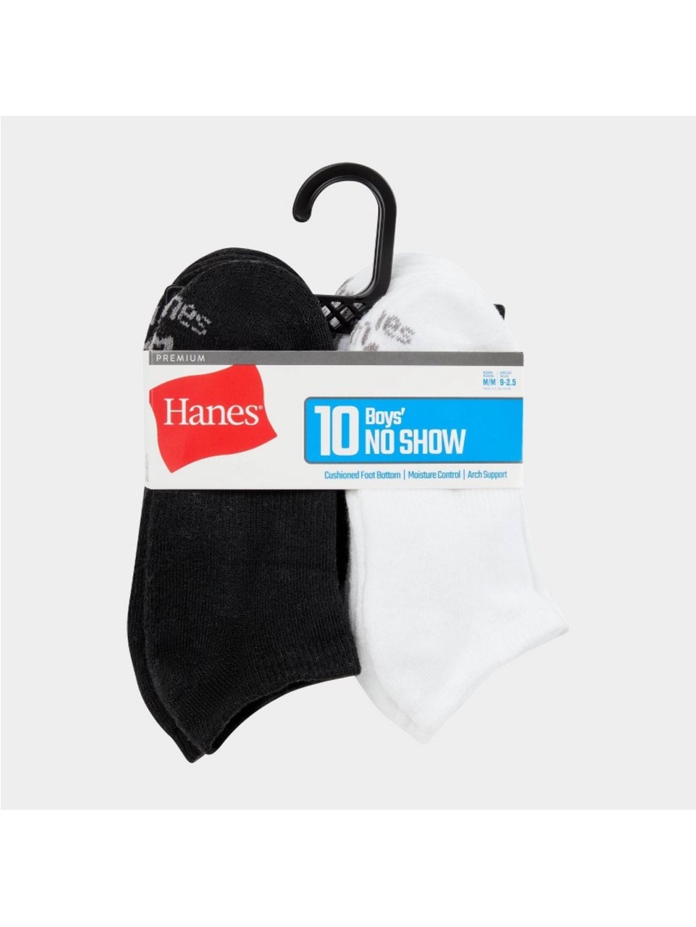 Hanes Boys No Show Socks Pack - Black and White
